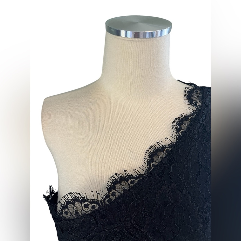 MADISON MARCUS Black Lace One-Shoulder Dress SZ M - Picture 4 of 10
